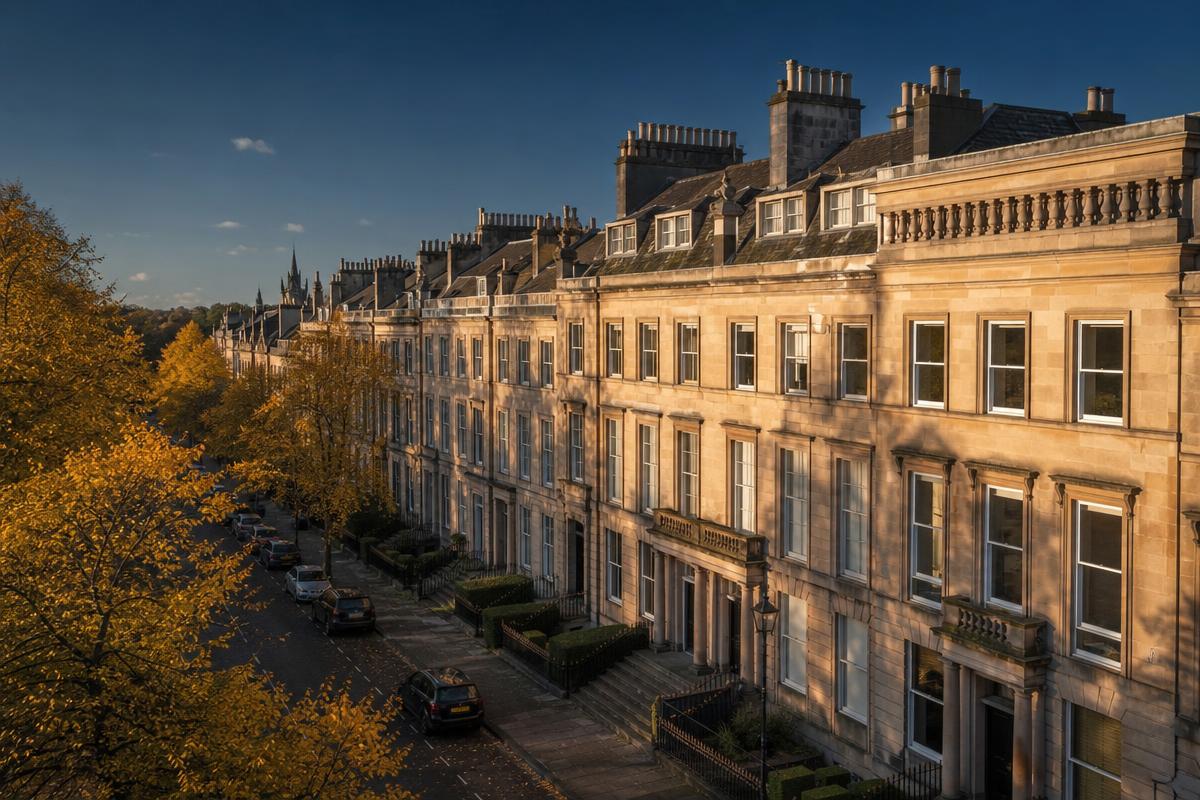 Georgian townhouse terrace in Glasgow West End